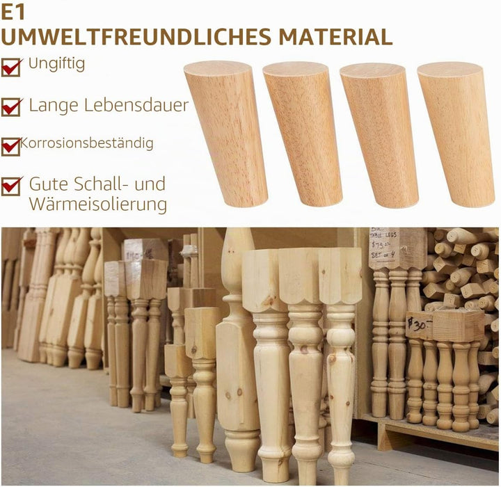 40cm Holz Möbelfüsse, Btowin 4 Stück Massivholz Tischbeine Möbelbeine DIY Ersatz mit Montageplatten