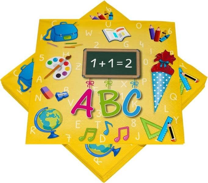Einschulung Party Geschirr Einweggeschirr Schulanfang Partyset Dekoration Schule bunt Teller Becher