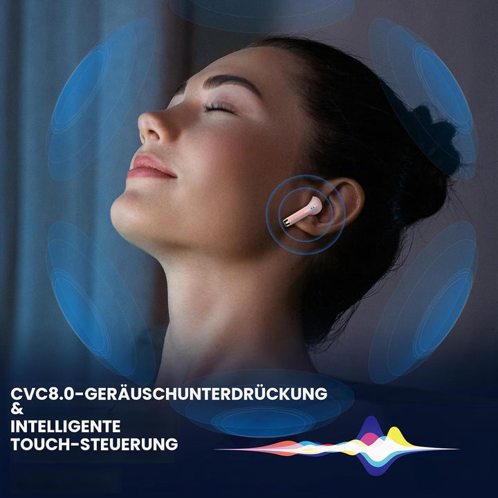 Bluetooth Kopfhörer, Tiefer Bass in ear kopfhörer, 4 ENC Noise Cancelling Mic Earbuds, 50Std 3D HiFi