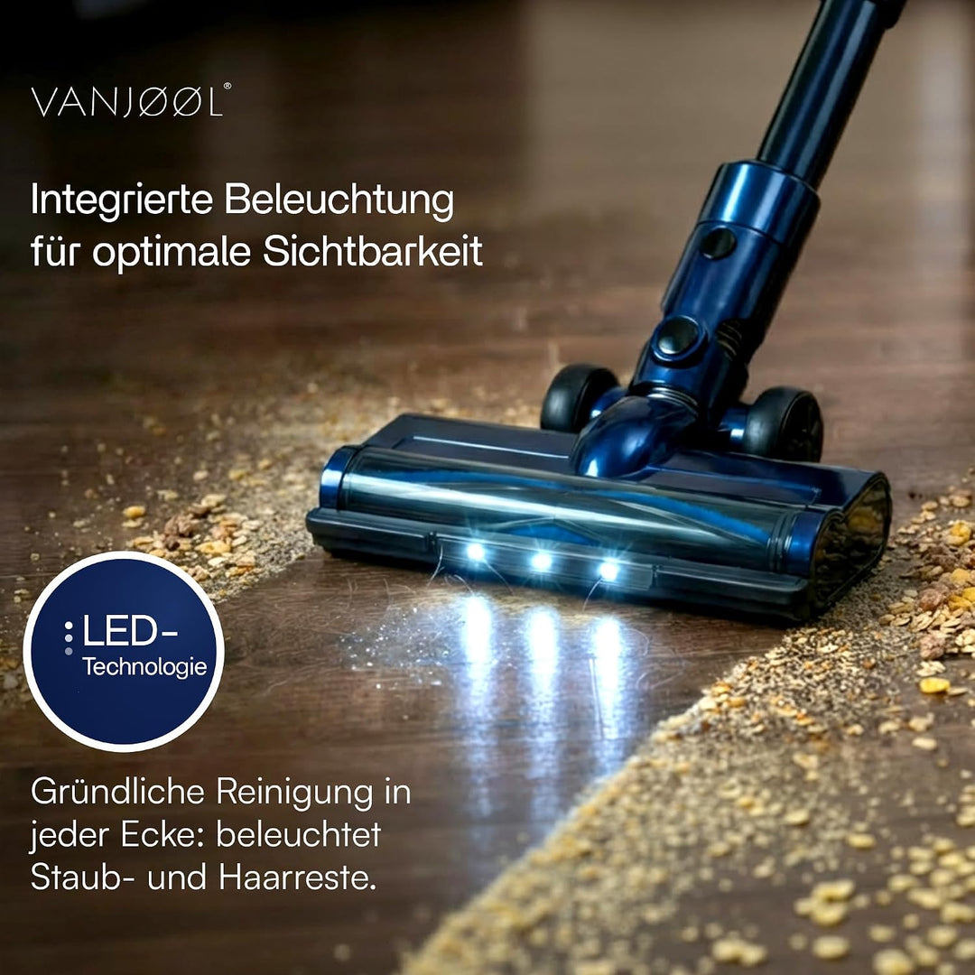 VANJOOL® Akku Staubsauger Kabellos 250W – 9 kPa Stielstaubsauger & Handstaubsauger – Beutelloser Sta
