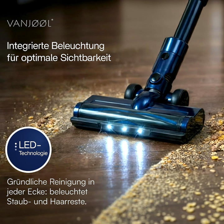 VANJOOL® Akku Staubsauger Kabellos 250W – 9 kPa Stielstaubsauger & Handstaubsauger – Beutelloser Sta