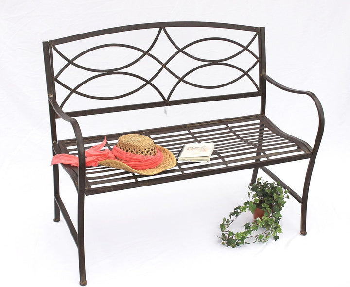 DanDiBo Gartenbank Metall Braun Wetterfest 109 cm Sitzbank 111185 2-Sitzer Bank Eisenbank Baumbank P