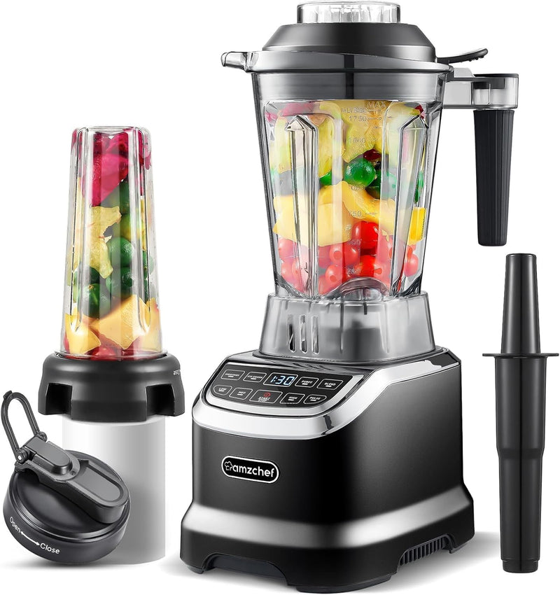 AMZCHEF Mixer Smoothie Maker - 2000W Blender - Mixer Hochleistungsmixer mit LED Zeitanzeige - 6 Pro-