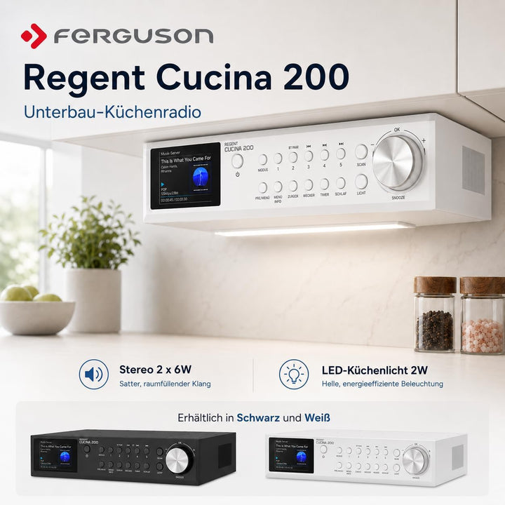 Regent Cucina 200 Küchenradio Unterbau Dab Radio mit Bluetooth FM/DAB+ Radio mit Led Leiste Küche, F