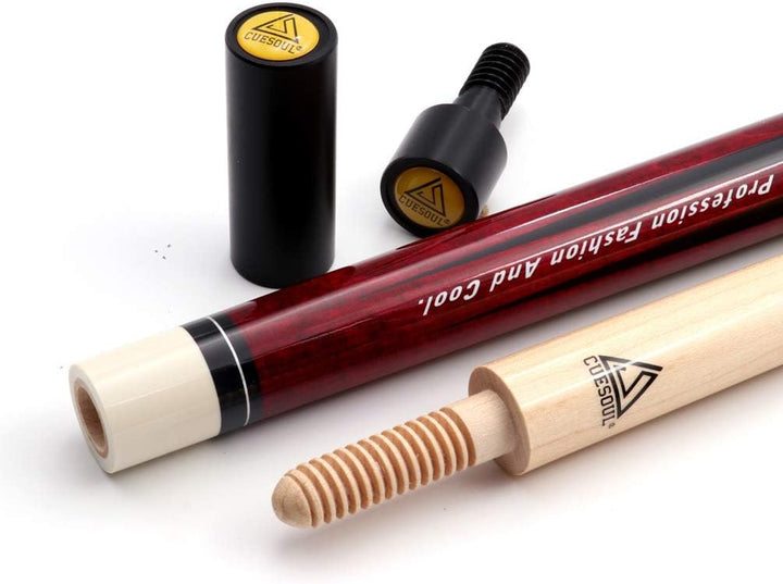 CUESOUL 3 Kissen Carom Billard Queue 56 Zoll Gewicht 18 Unzen, Holzverbindungssystem rot, rot