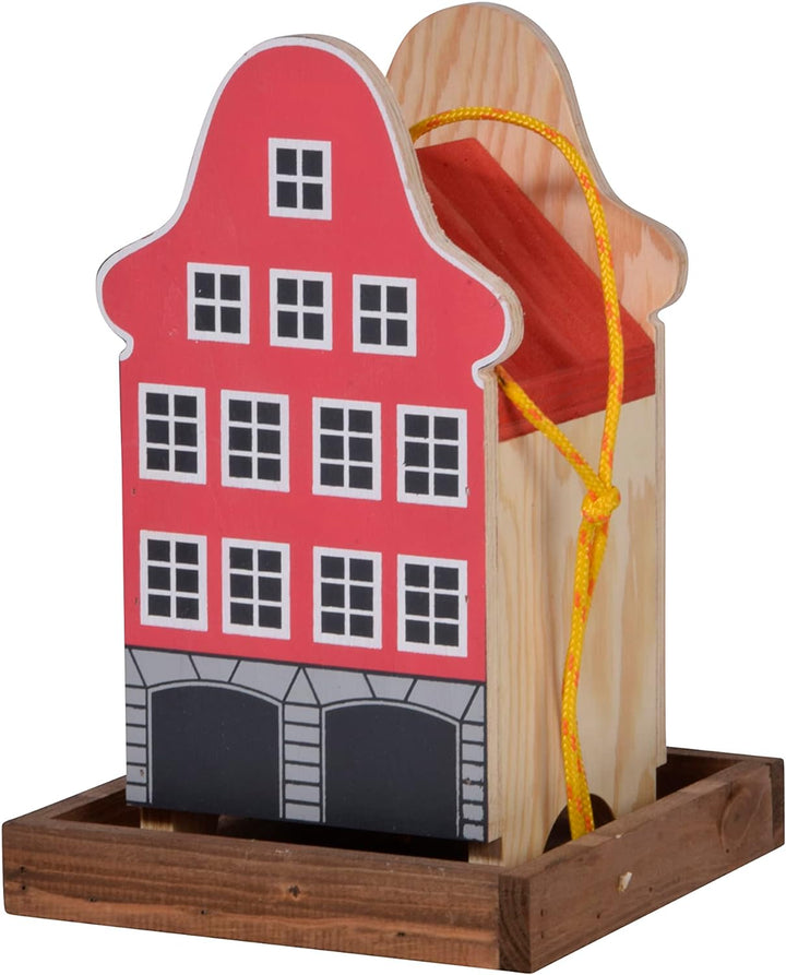 dobar® Green Label 27060FSCe Buntes Vogelfutterhaus Rothenburg Hängend - Kleine Vogelvilla Multiplex