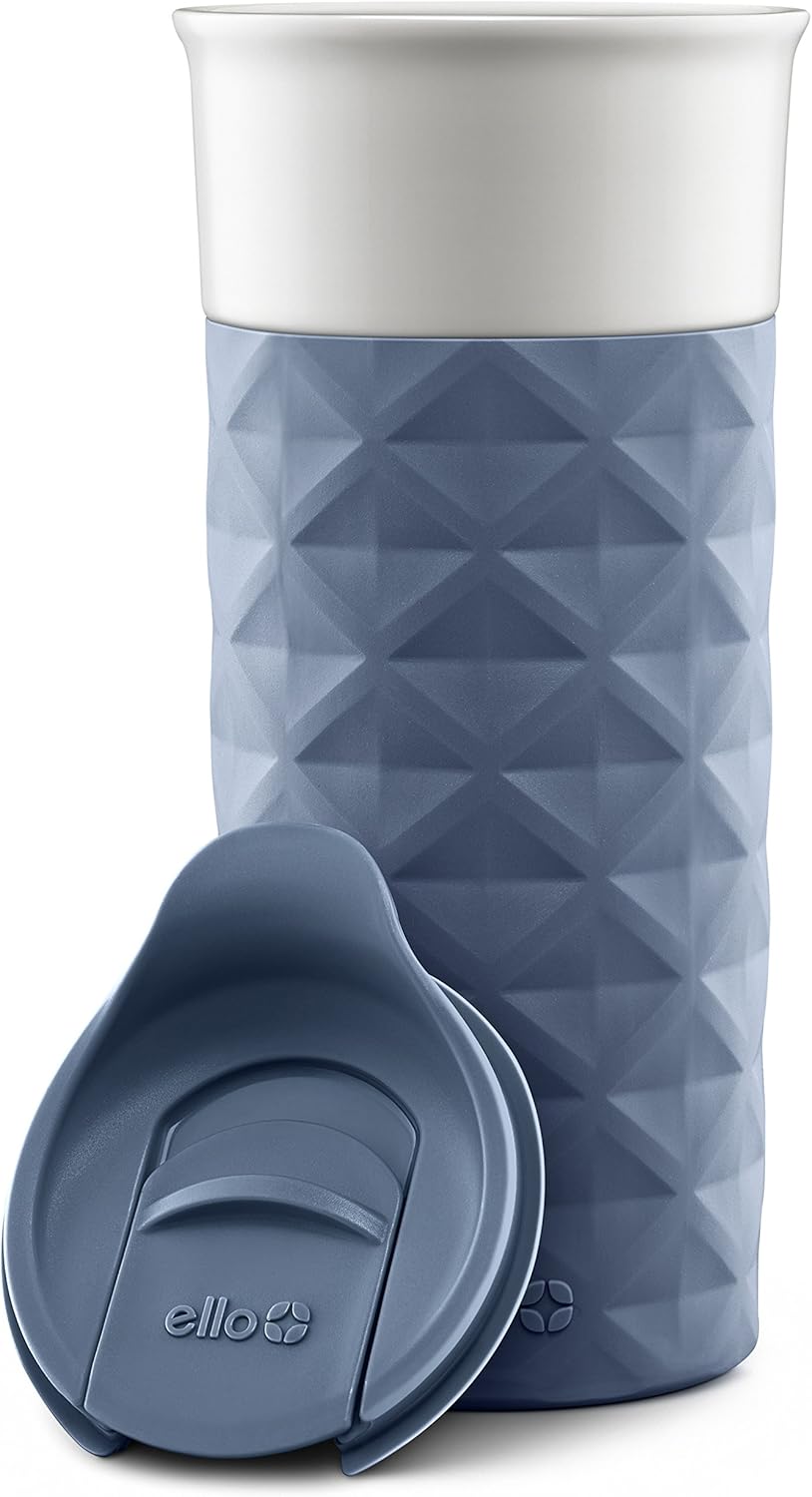 Ello Ogden BPA-freie Keramik-Reisebecher mit Deckel, 473 ml Nachtblau, Nachtblau