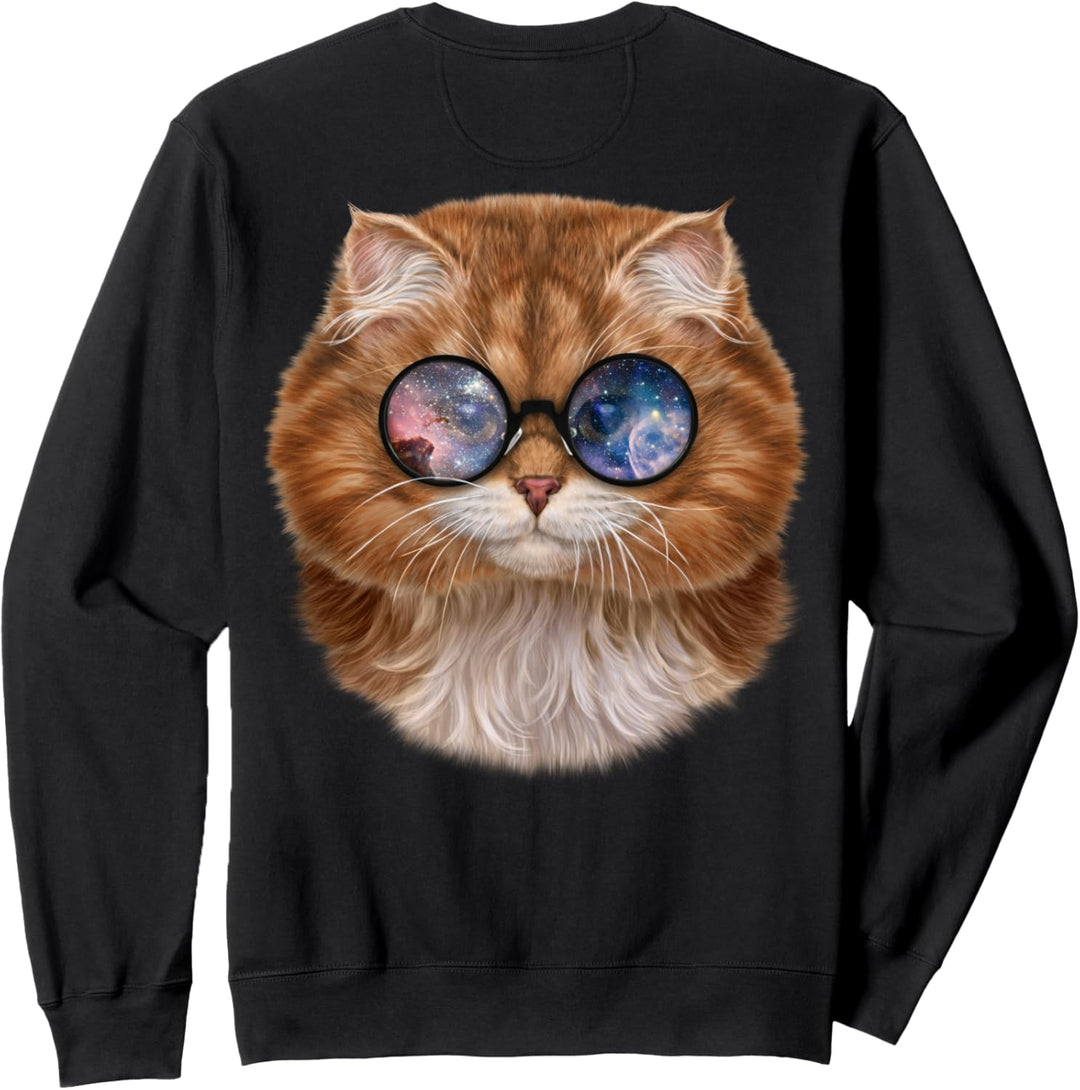 Orange Katze, die Raumgalaxiensonnenbrille trägt Sweatshirt