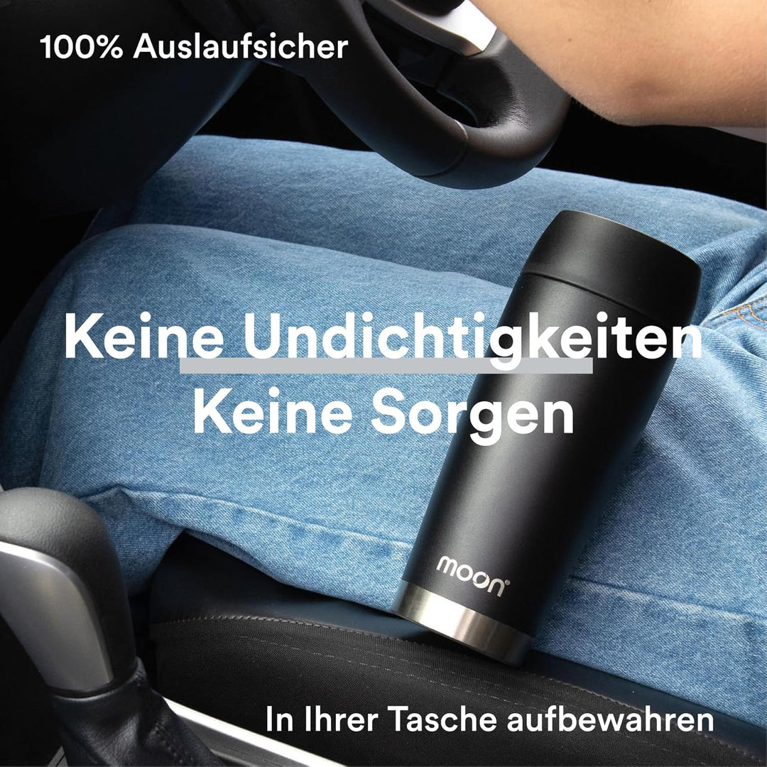 Moon 360° Thermobecher, Kaffeebecher to go, Thermo, Travel Mug 450 ml, Becher Coffee-to-go, Isolierb