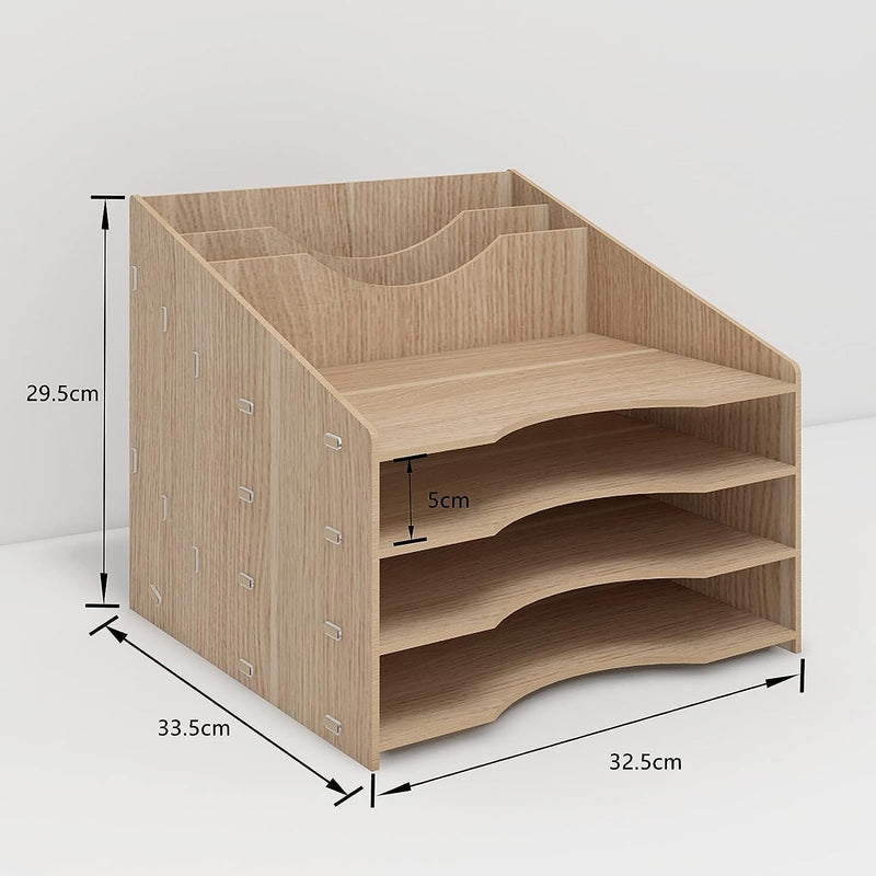PUNCIA Dokumentenablage A4 Briefablage Ablagefächer Holz Schreibtisch Datei Organizer Papierablage A