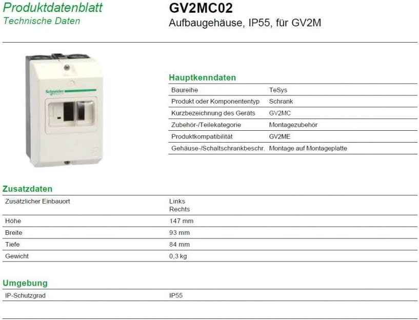 Schneider Electric Aufbaugehäuse, Montagezubehör GV2M, 147 mm x 93 mm x 84 mm, IP55, weiss, Artikeln
