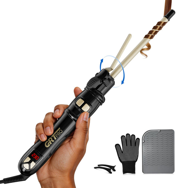 Automatischer Lockenstab mit Rotation 9mm - Profi Lockenstab Kleine Locken mit 14 Heizstufen (100-23