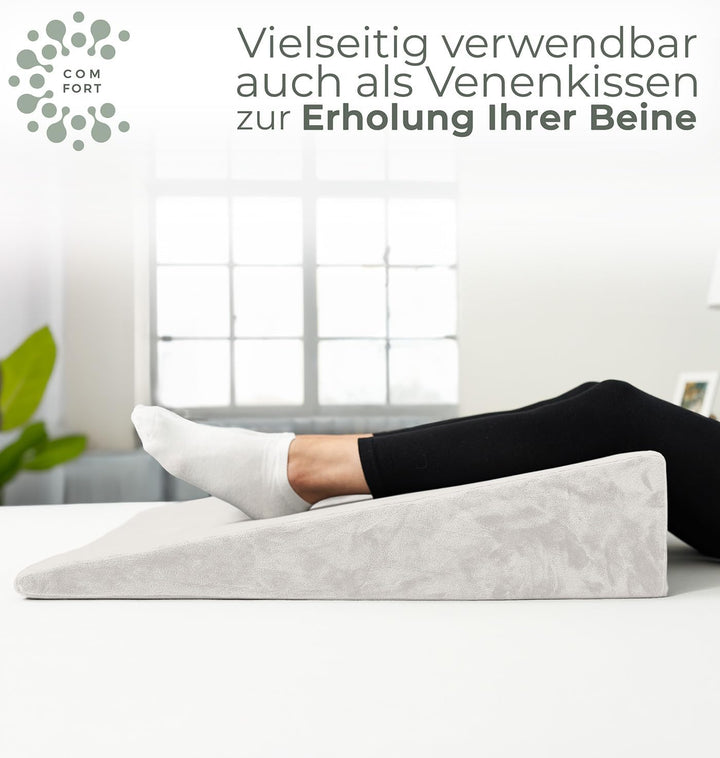 Keilkissen für Bett und Couch, Matratzenkeil, Reflux Kissen [mit 2 Liegezonen], Lesekissen zur Schla