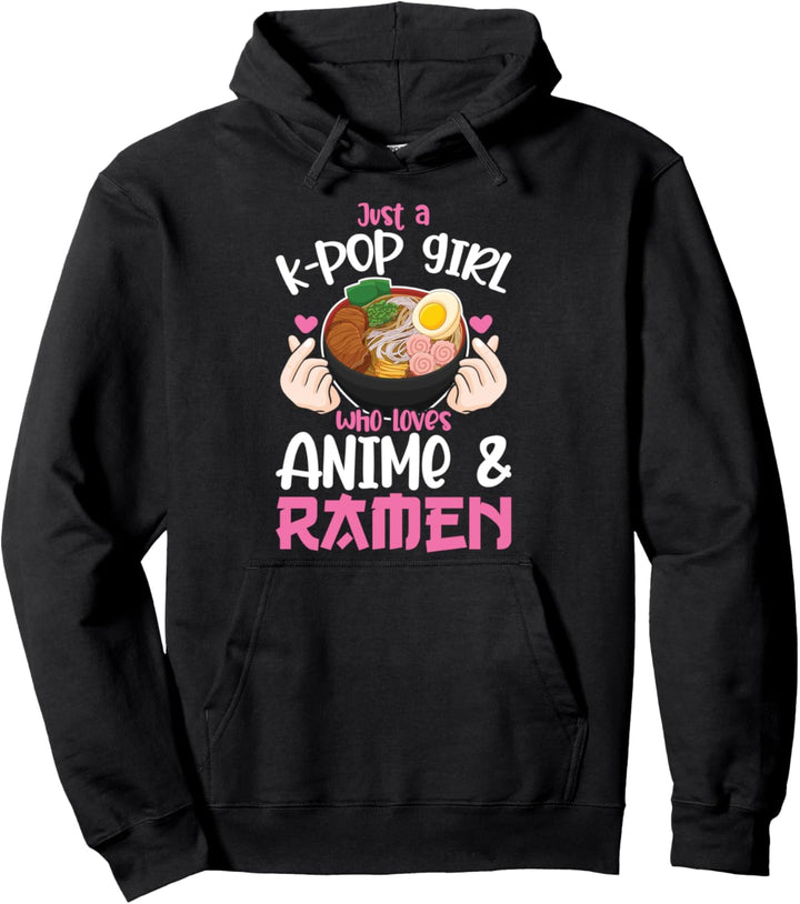 K-Pop-Mädchen, das Mädchen liebt Anime & Ramen K-Pop Pullover Hoodie