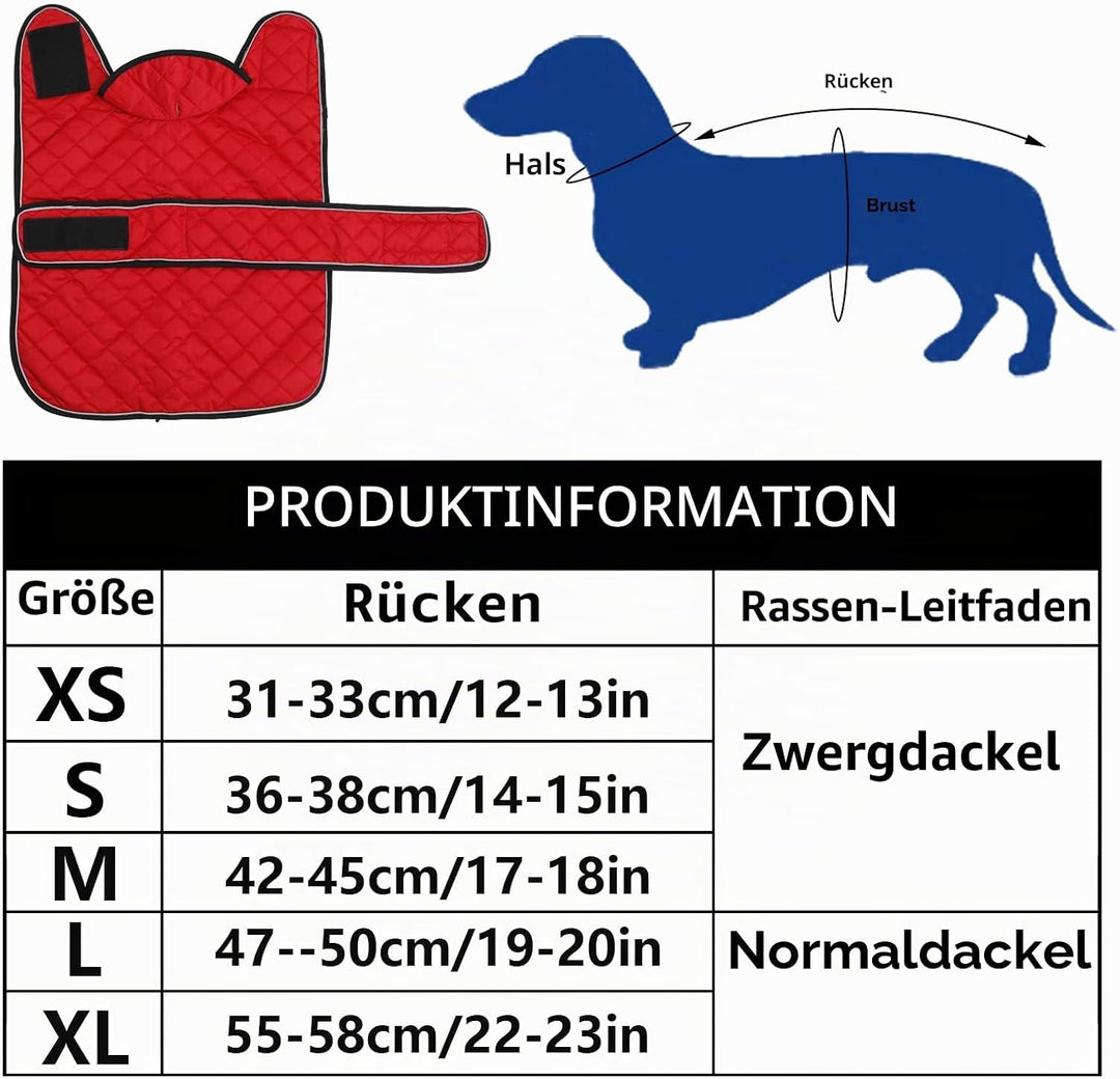 Geyecete - Warmer wintermantel für dackel Hunde,Hunde winterjacken mit plüschfutter,Outdoor jacken m