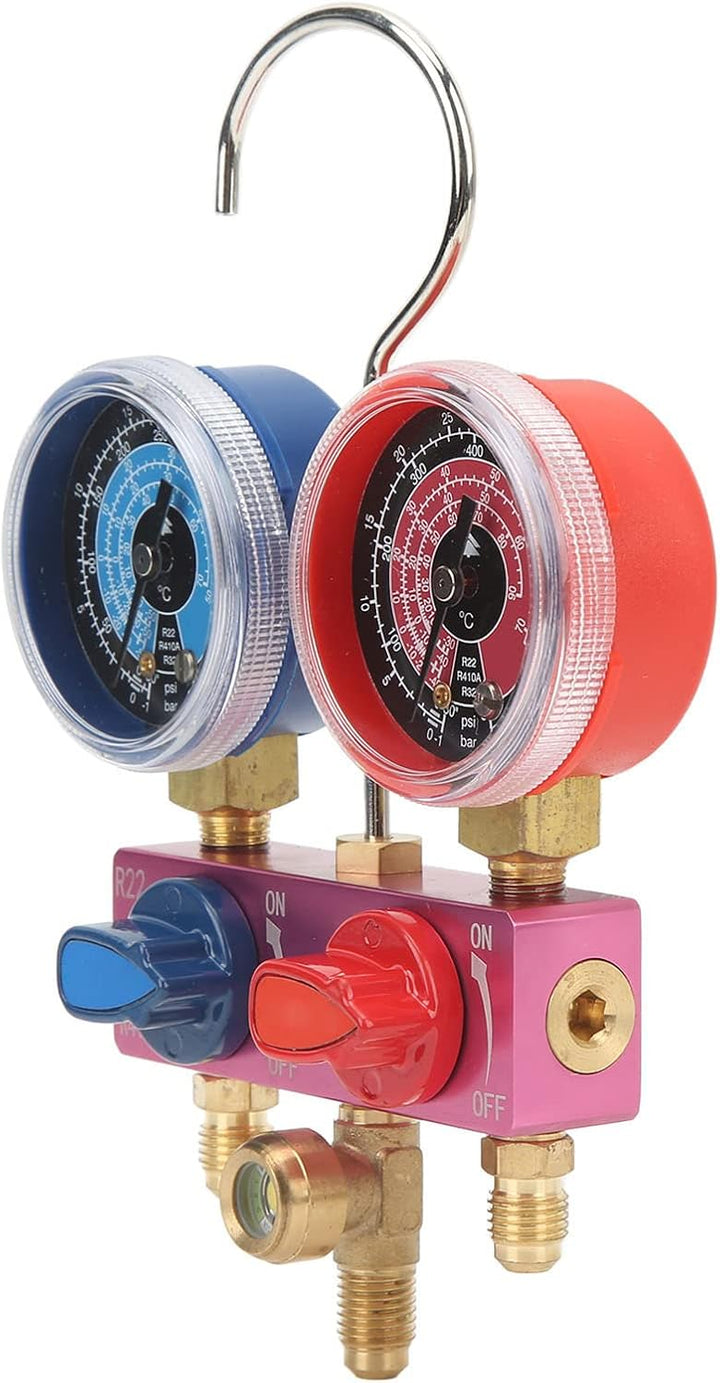 Verteilermanometer, Mini-Fluorid-Kältemittel-Manometer für R22, R32, R410A-Kältemittel, G1 / 4-Metal