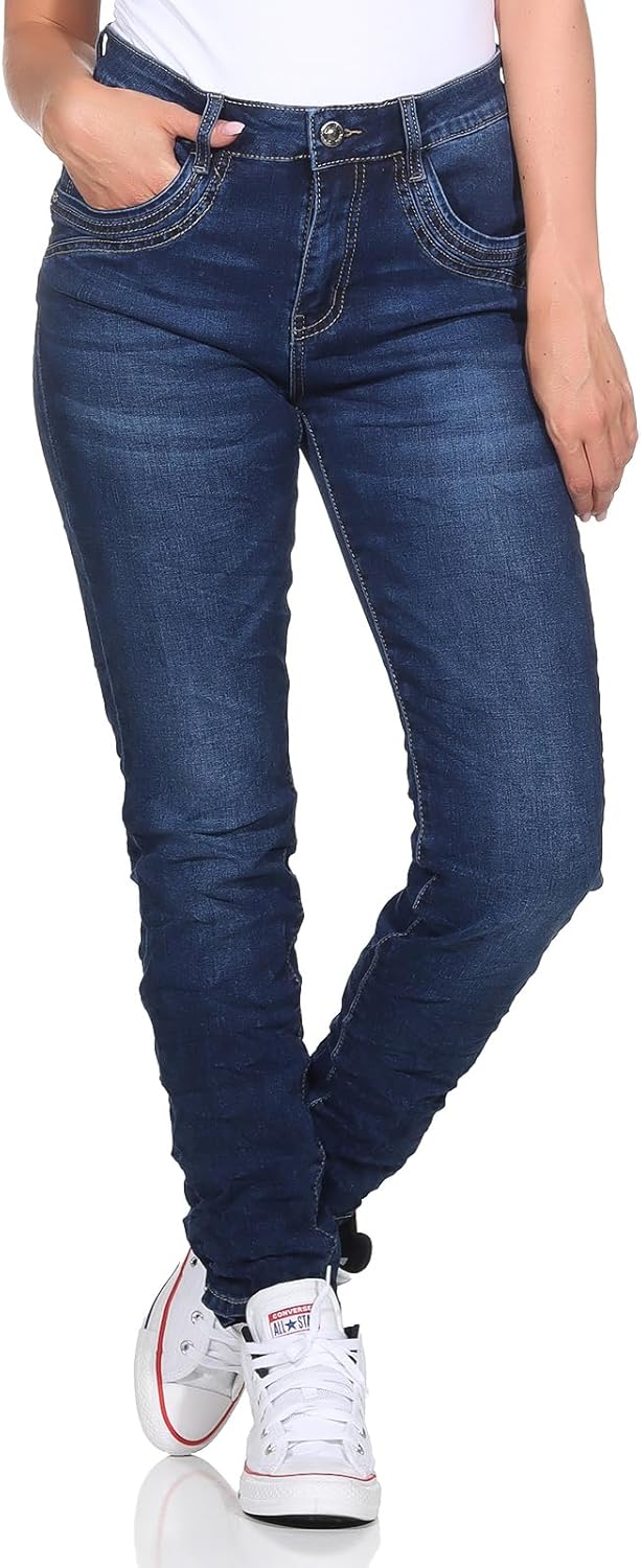 Karostar Denim Hose Sweat Design Jogginghose Boyfriend Jeanshose Stretchjeans Kordelzug 89 36W Dunke