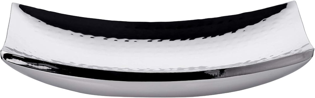 EDZARD Schale Dallas (30 x 18 cm) rechteckig, Edelstahl gehämmert hochglanzpoliert, Dekoschale, Obst