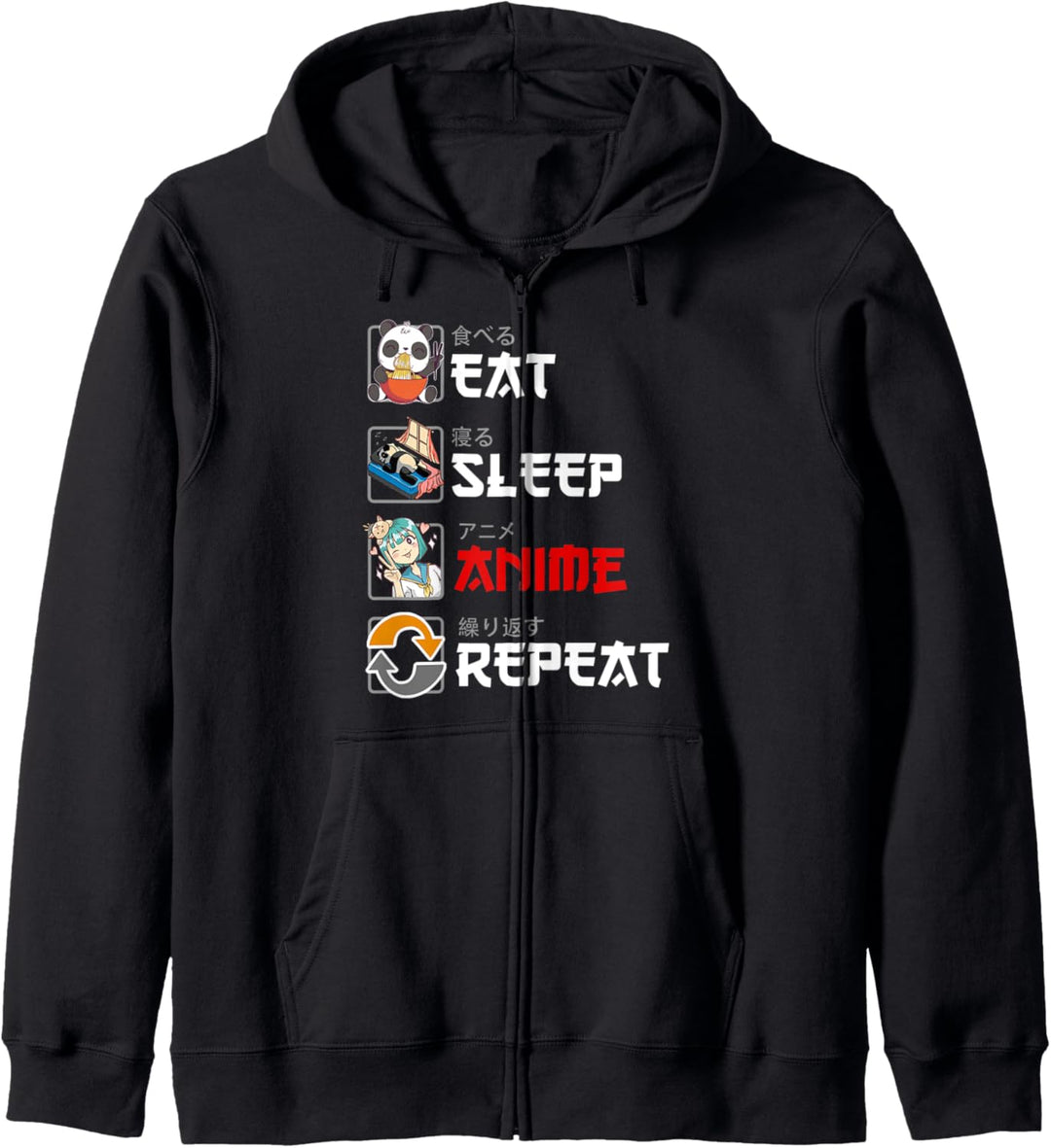 Anime Eat Sleep Repeat - Lustig Cosplay - Manga Spruch Kapuzenjacke