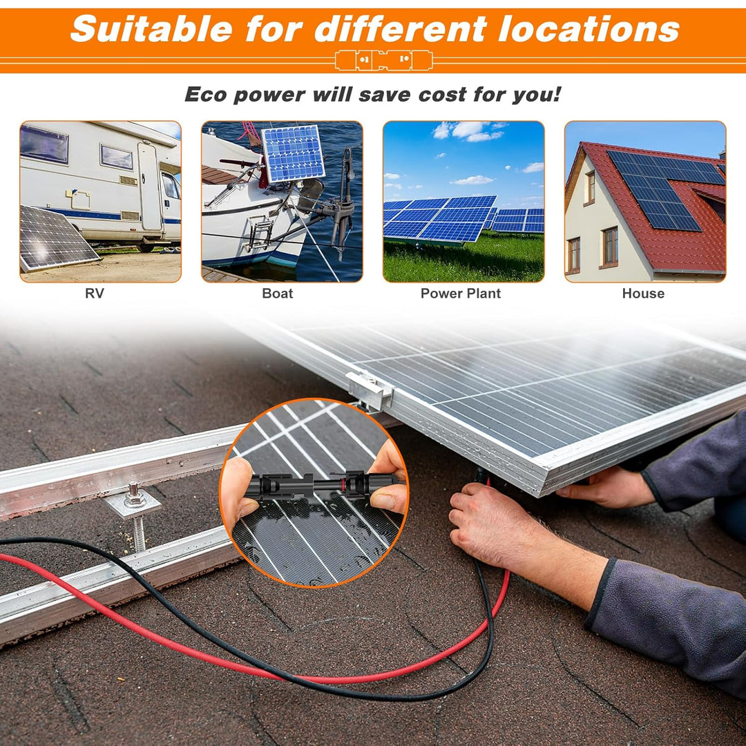 PEBA Solarkabel Verlängerung 4mm²/6mm², Solarkabel 1/2/3/5/8/10/15/20M mit Solarstecker, Photovoltai