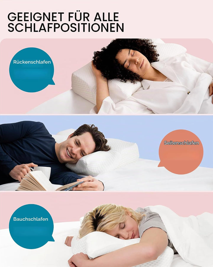 Elviros Orthopädisches Nackenkissen aus Memory Foam, Ergonomisches Kopfkissen Nackenschmerzen, für R