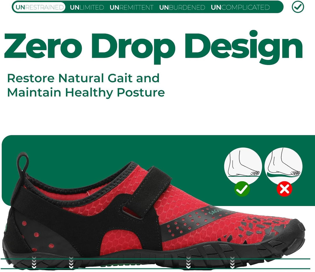 SAGUARO Barfussschuhe Herren Damen Outdoor Sport Fitnessschuhe Traillaufschuhe Gr.35-48 39 EU Rot, 3