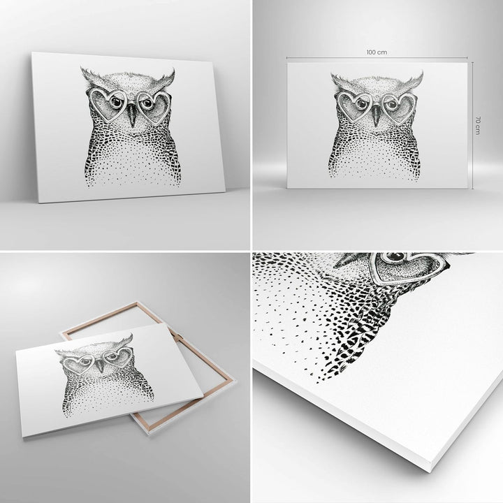 Bilder auf Leinwand 100x70cm Leinwandbild Mode Design Eule Aquarell Gross Wanddeko Bild Schlafzimmer