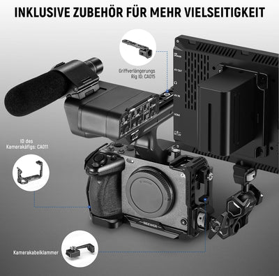 NEEWER FX3 FX30 Käfig, XLR Griffverlängerung mit HDMI Cable Clamp NATO Schiene, 3/8" ARRI Positionie