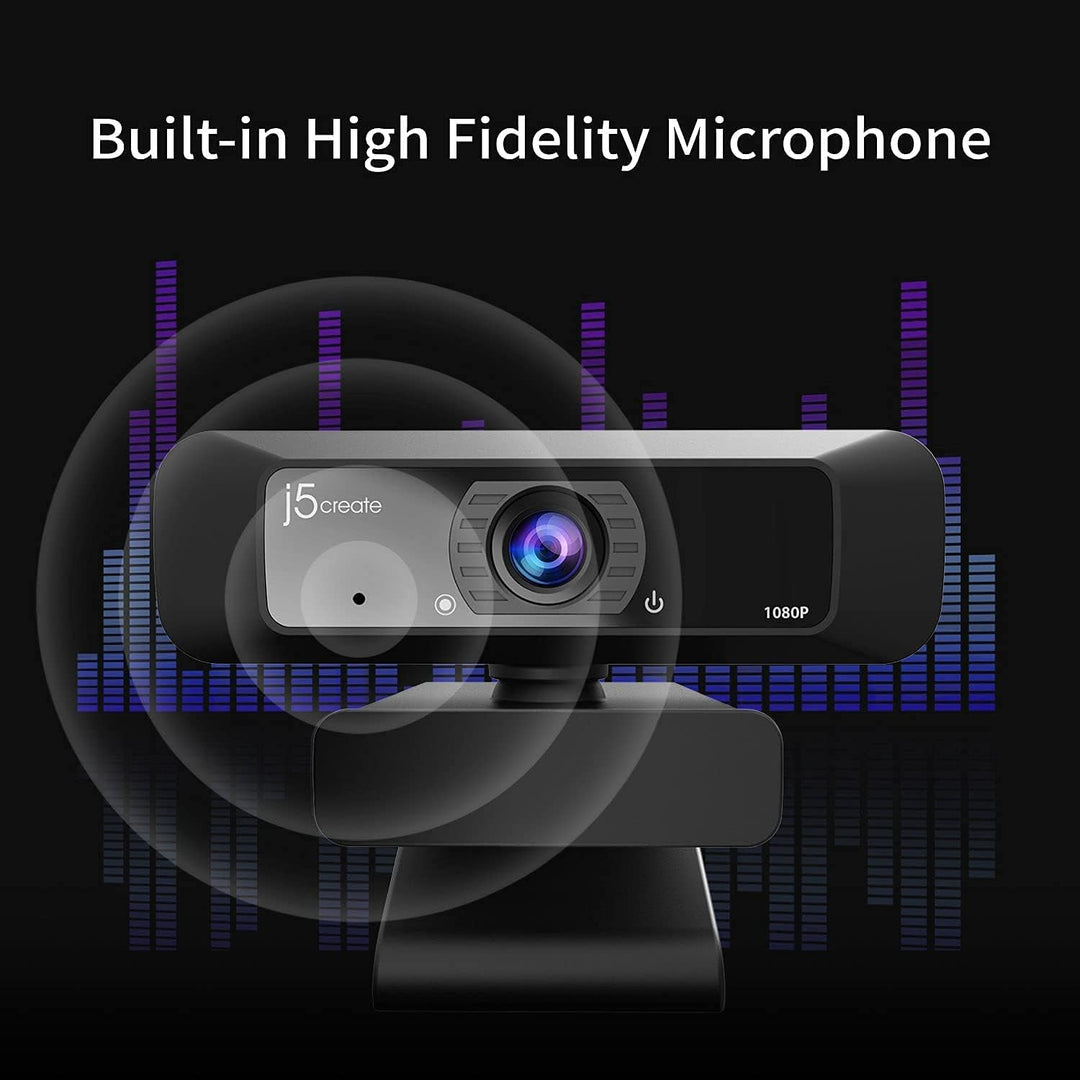 j5create USB Streaming Webcam - 1080P HD mit 360° Rotation, High Fidelity Mikrofon, ideal für Skype,