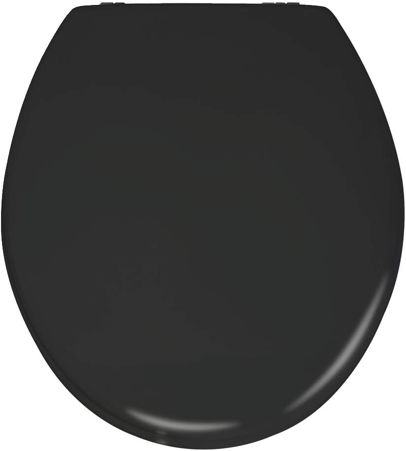 WENKO WC-Sitz Prima Schwarz Matt, hochwertiger Retro-Stil Toilettensitz, WC-Deckel inkl. Wandpuffer