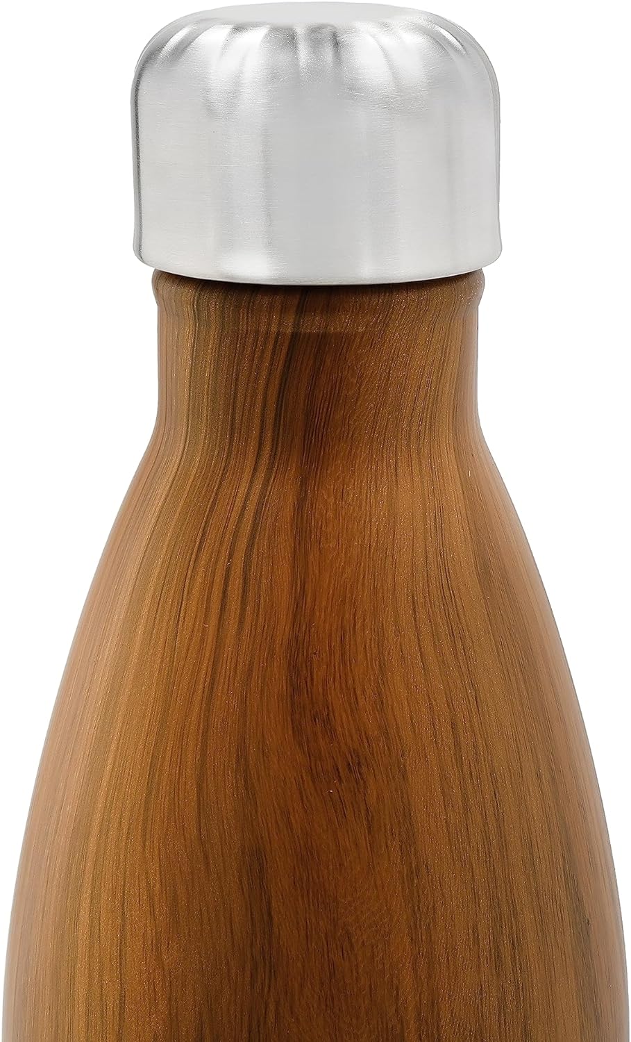 S'well Wiederverwendbare Wasserflasche aus Edelstahl, 750 ml, Teakholz, dreifach isolierte und ausla