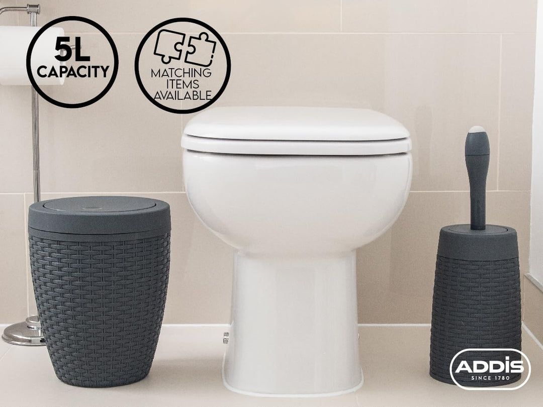 Addis, Rattan-Kunststoff, Plastik, anthrazit, Swing Bin Anthrazit Schwing-Mülleimer, Anthrazit Schwi