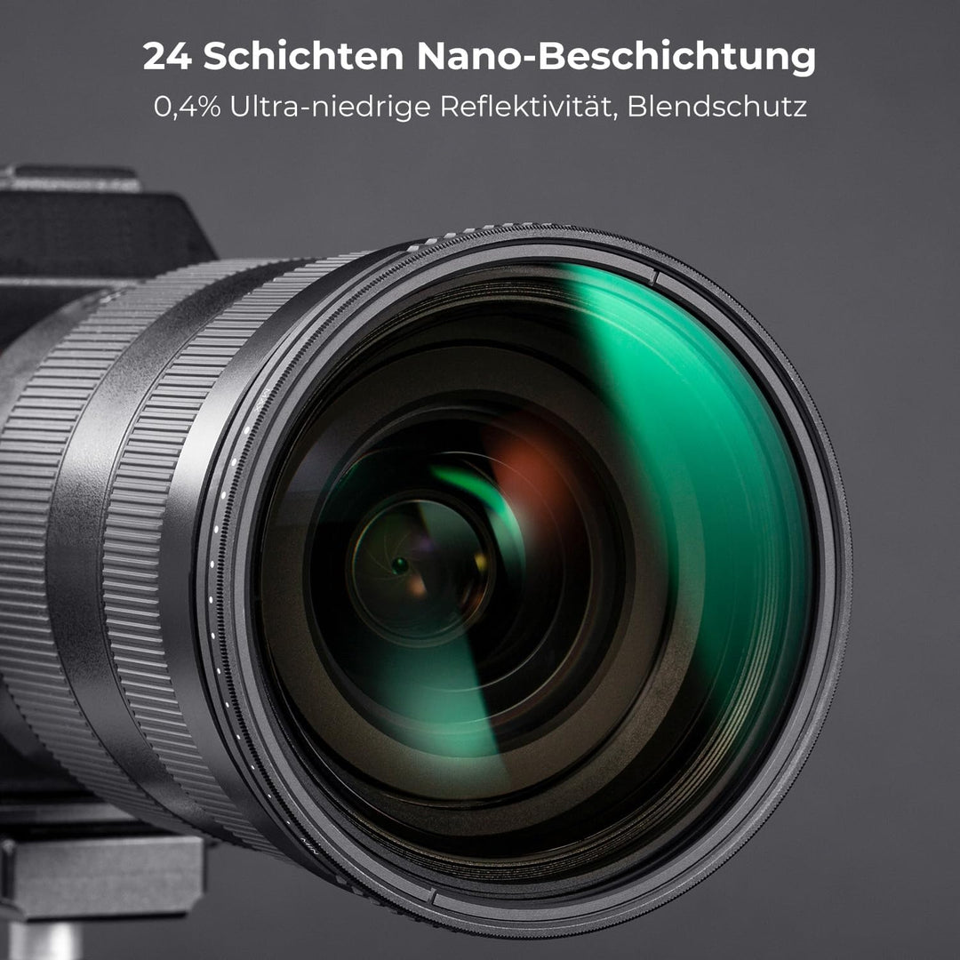 K&F Concept Nano D-Serie ND Filter 82mm Variabler Graufilter ND2-ND400 (1-9 Blendenstufen), 82mm