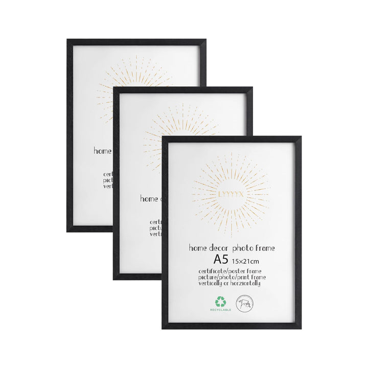 LYYYYX Bilderrahmen Holz 15×21cm mit bruchsicherem Acrylglas zum senkrechten oder waagerechten Aufhä