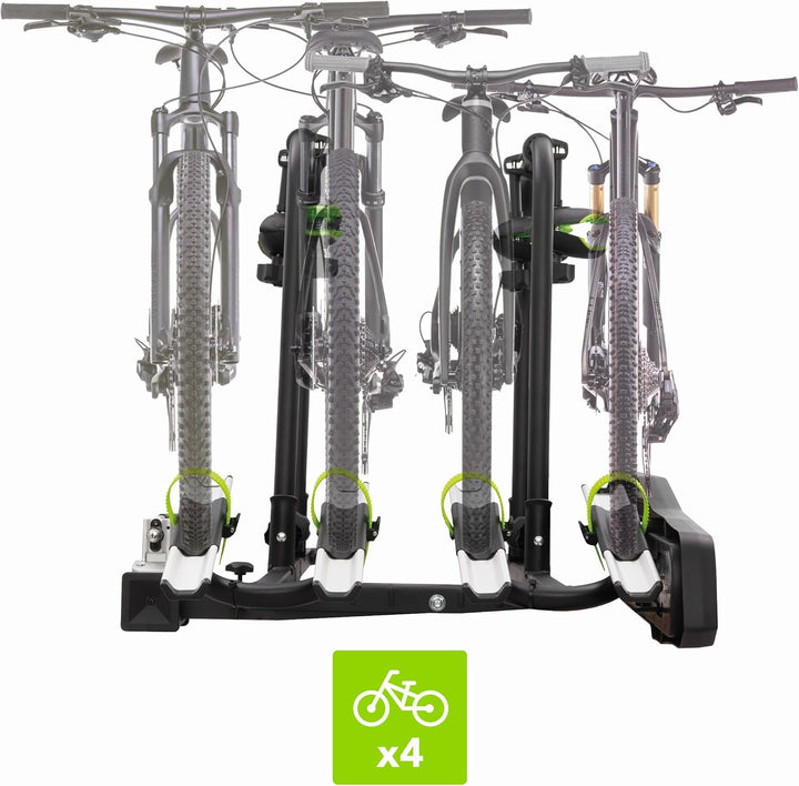 Fahrradträger für 2–4 Fahrräder, E-Bikes geeignet, für Anhängekupplung, klappbar, kippbar, Diebstahl