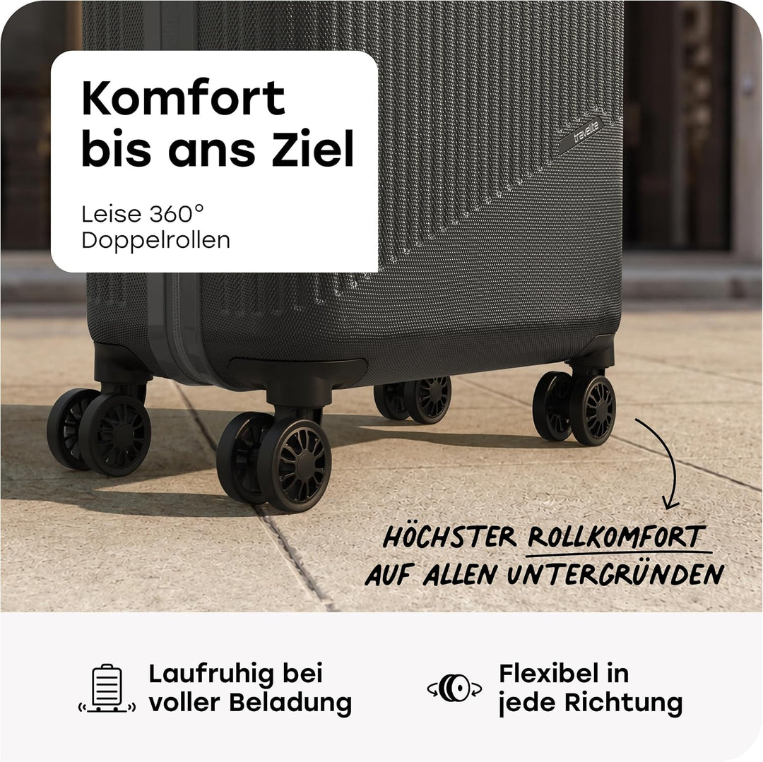 travelite 4-Rad Handgepäck Koffer klein 37 Liter, Gepäck Serie BALI: ABS Hartschalen Trolley erfüllt