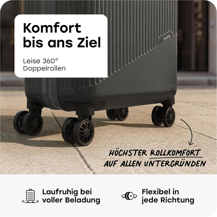 travelite 4-Rad Handgepäck Koffer klein 37 Liter, Gepäck Serie BALI: ABS Hartschalen Trolley erfüllt