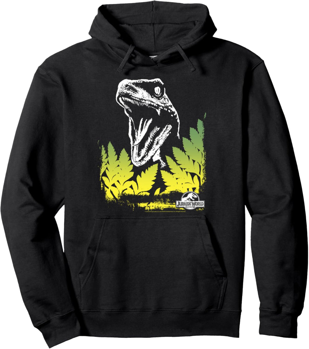 Jurassic World Raptor brüllt hinter Büschen Pullover Hoodie