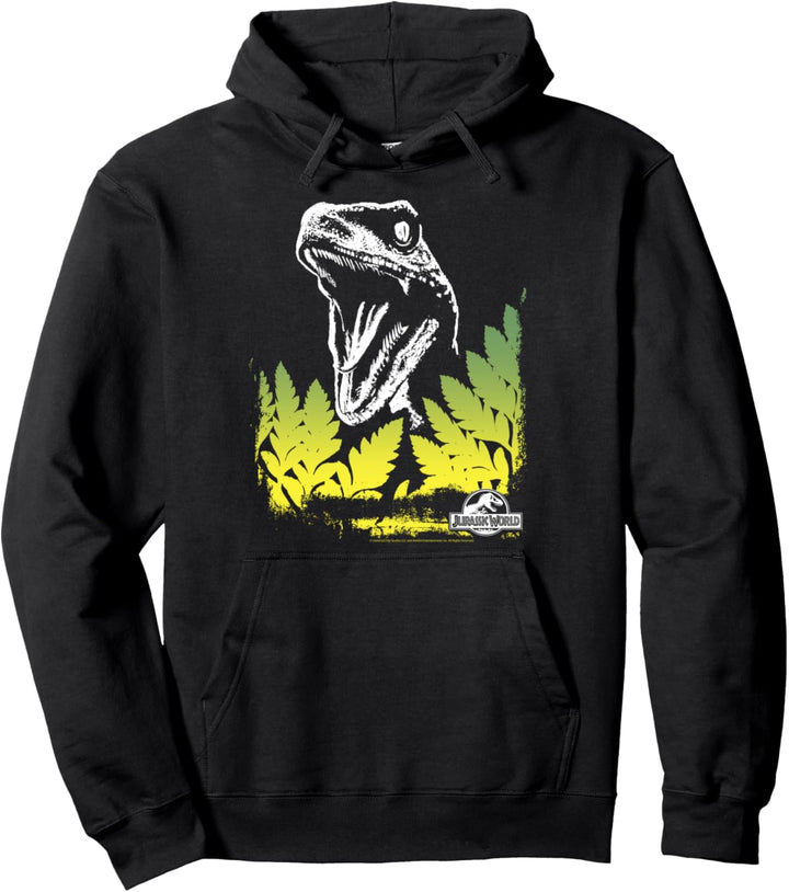 Jurassic World Raptor brüllt hinter Büschen Pullover Hoodie