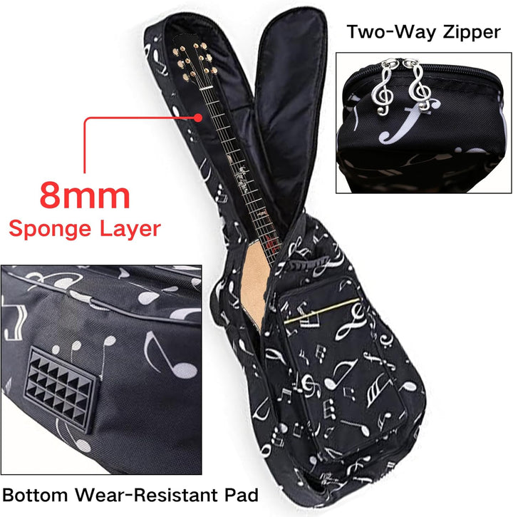 SUQ Wasserdichte Oxford Gitarrentasche, 40/41 Zoll Tasche Musikmuster Nylon Gigbag, E-Gitarrentasche
