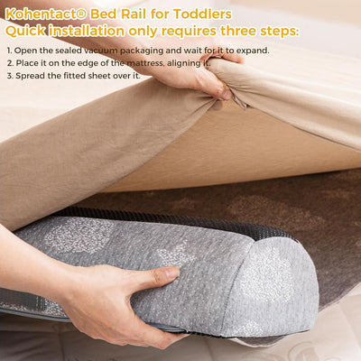Kohentact Faltbares Baby Bettgitter Rausfallschutz 2stk aus Foam mit Auflage & rutschfesten Pads - W