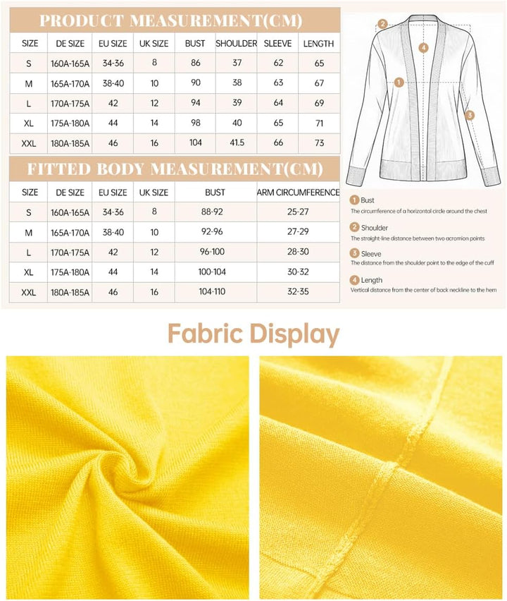 EXCHIC Damen Elegant Langarm Elastisch Strickjacke Cardigan Casual Leicht V-Ausschnitt Gestrickt Bla
