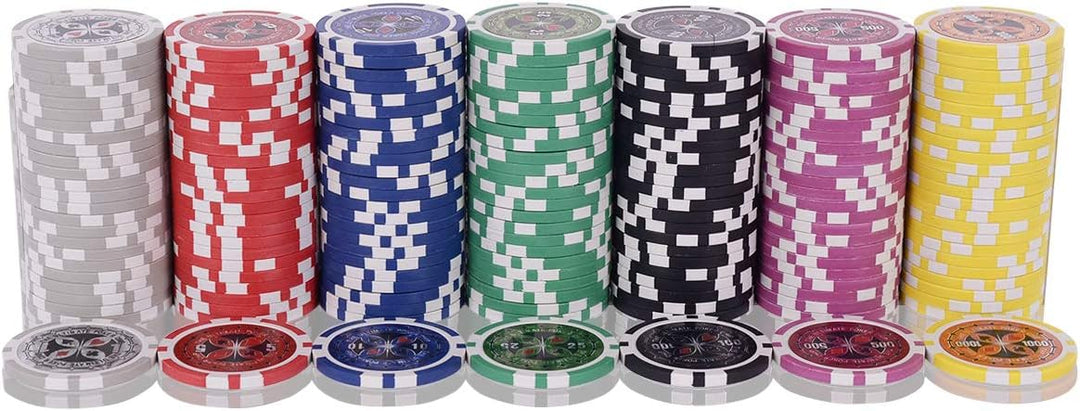 COSTWAY Pokerset Pokerkoffer 300 Laser-Chips Alukoffer inkl. Komplettset (Silber), Silber