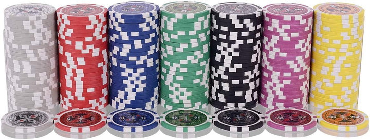 COSTWAY Pokerset Pokerkoffer 300 Laser-Chips Alukoffer inkl. Komplettset (Silber), Silber