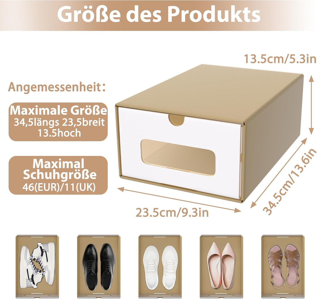 YUENFONG 10 Stück Schuhbox Aufbewahrungsbox mit Sichtfenster & Schublade, Ordnungsboxen Schuhschacht