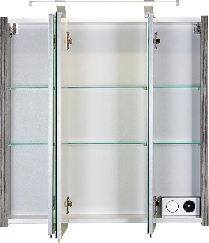 Schildmeyer Spiegelschrank 133076 Trient, 70.0 x 16.0 x 75.0 cm, esche grau Dekor 70 cm Inkl. LED Be