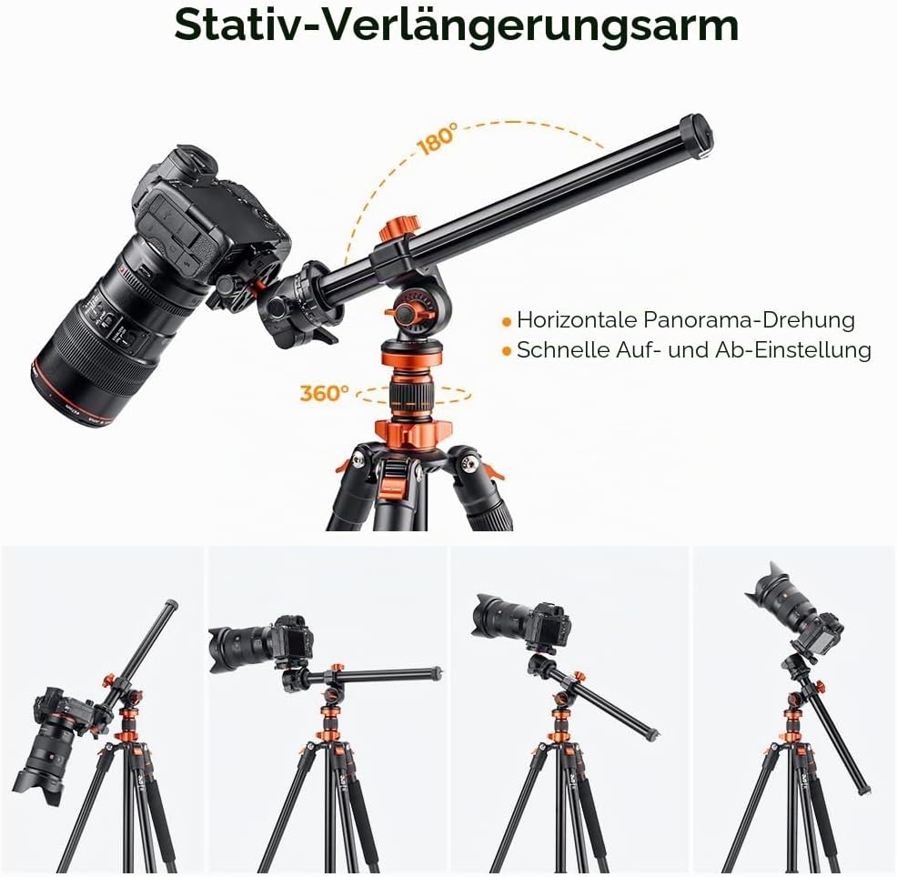 K&F Concept Mittelsaeule Auslegearm Kameraauslegearm 30cm mit Spigot 1/4 Zoll u. 3/8 Zoll Belastbark