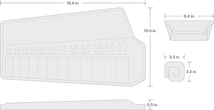 TEKTON WRN01190 Ring-Maulschlüssel-Satz (kurz) 12-teilig (8-19 mm) mit rollbarer Aufbewahrungstasche