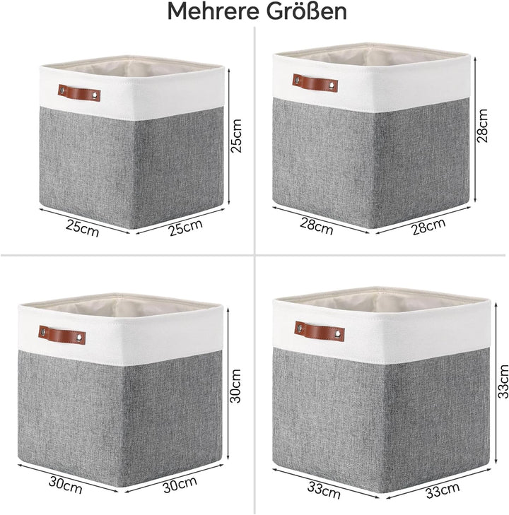 Mangata 4er-Pack Sotrage-Würfel, 28x28x28cm, Weiss & Grau 28cm-4pcs Grau Weiss, 28cm-4pcs Grau Weiss