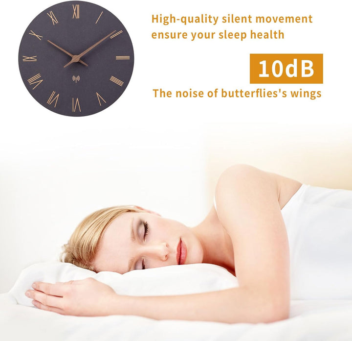Funkuhr Wand MDF Holz Wanduhr Ohne TickgeräUsche Lautlos 30cm Quarz Batterie Gross Wanduhren Einfach